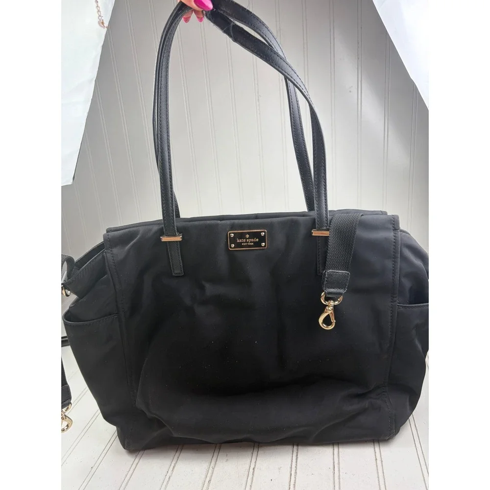 Kate Spade New York Black Nylon Baby Bag Diaper Tote Shoulder Bag